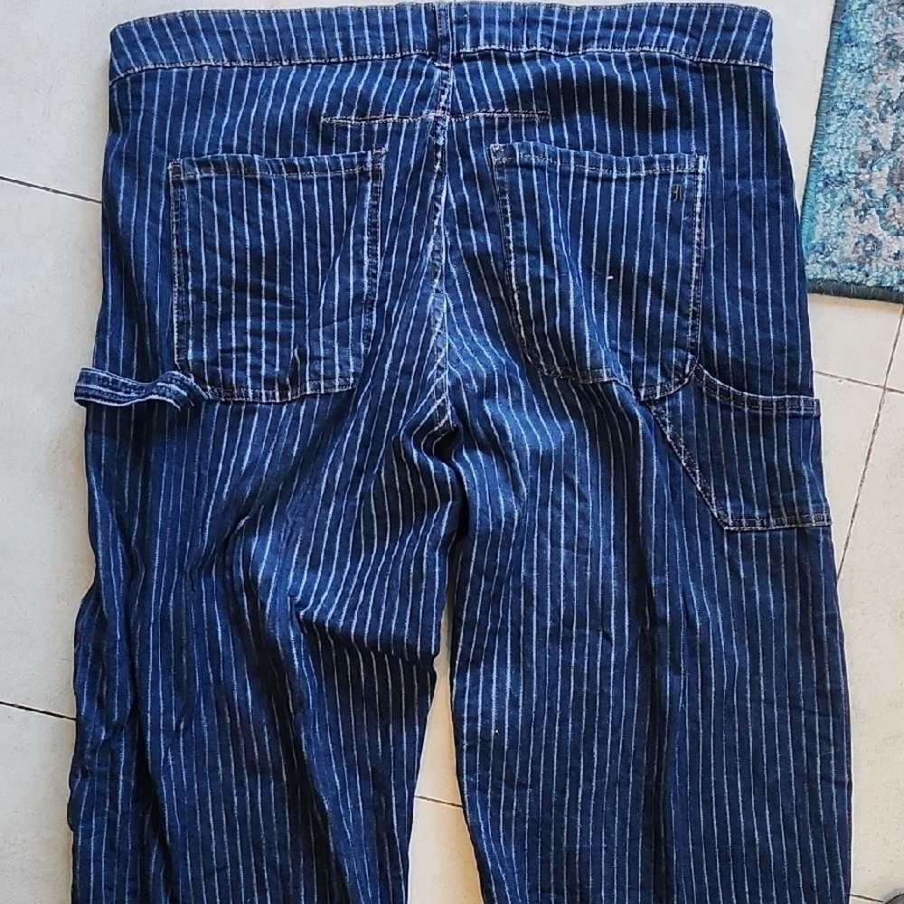 Anthropologie Kayden Cuffed Railroad Stripe Barrel Jeans sz 16W, run large!! - Picture 5 of 6